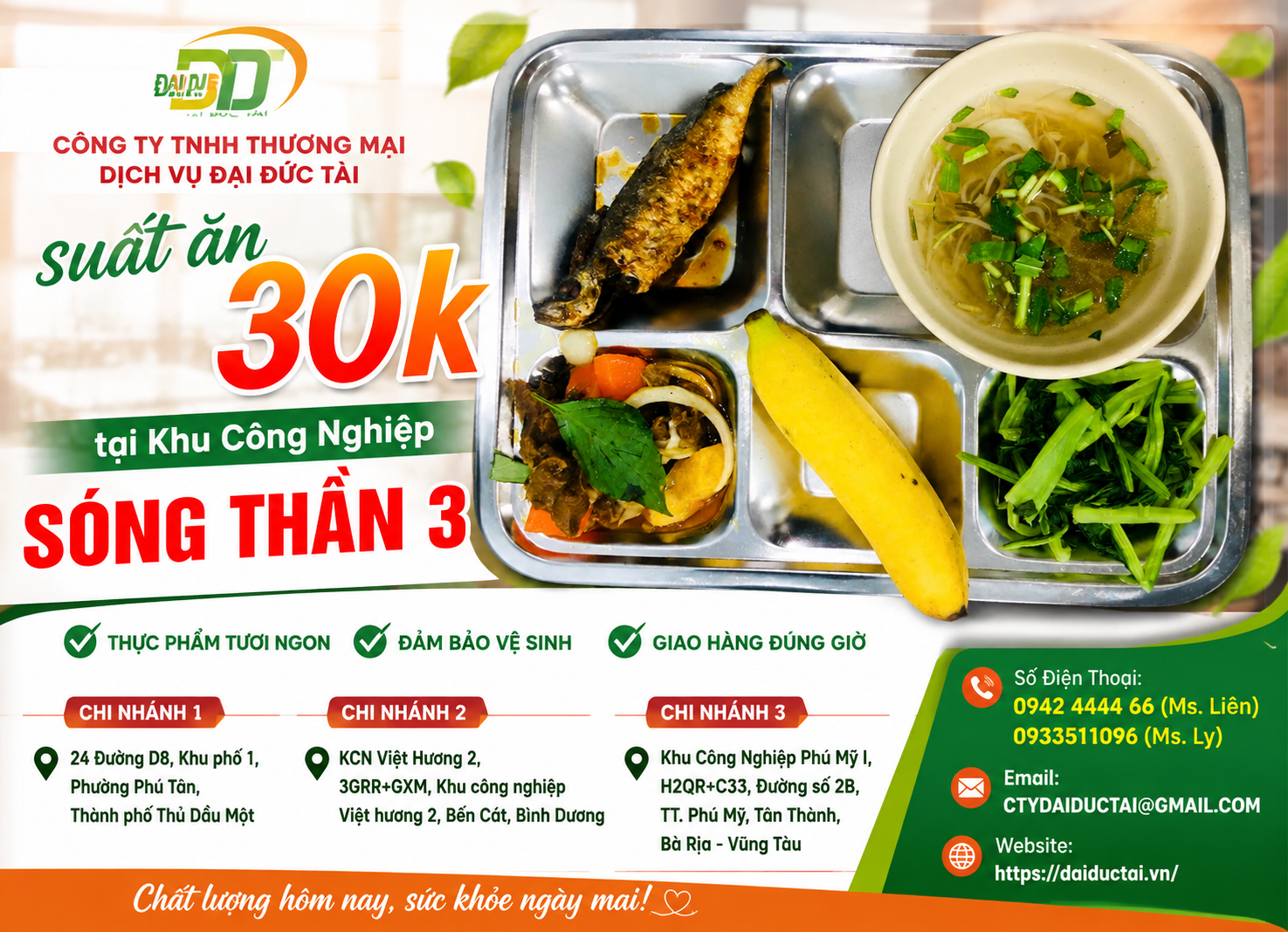suất ăn 30k tại khu công nghiệp Sóng Thần 3 